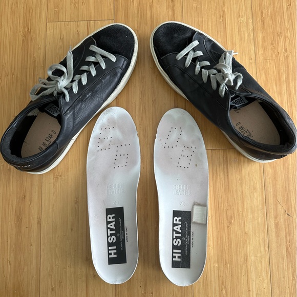 Golden Goose Black Hi-Star sneakers in leather with studded GGDB lettering. SZ40 - Picture 11 of 13